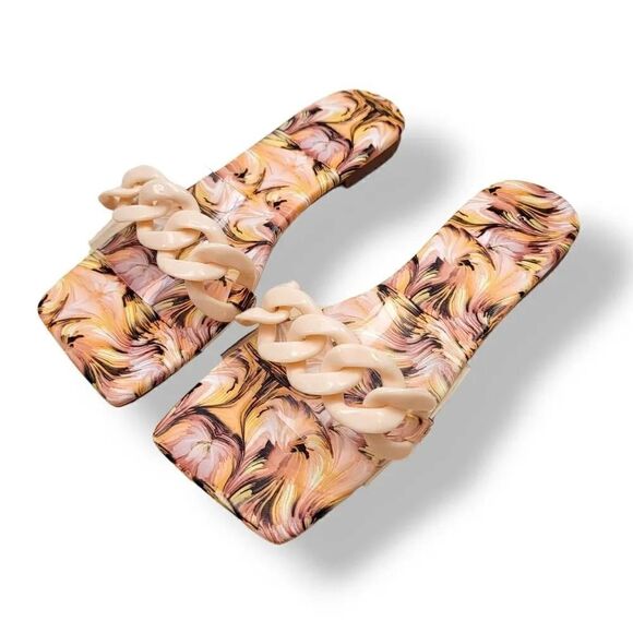 NEW Vintage Retro Mod Style Square Toe Chain Link Transparent Sandal Size 36/6 - Picture 3 of 9